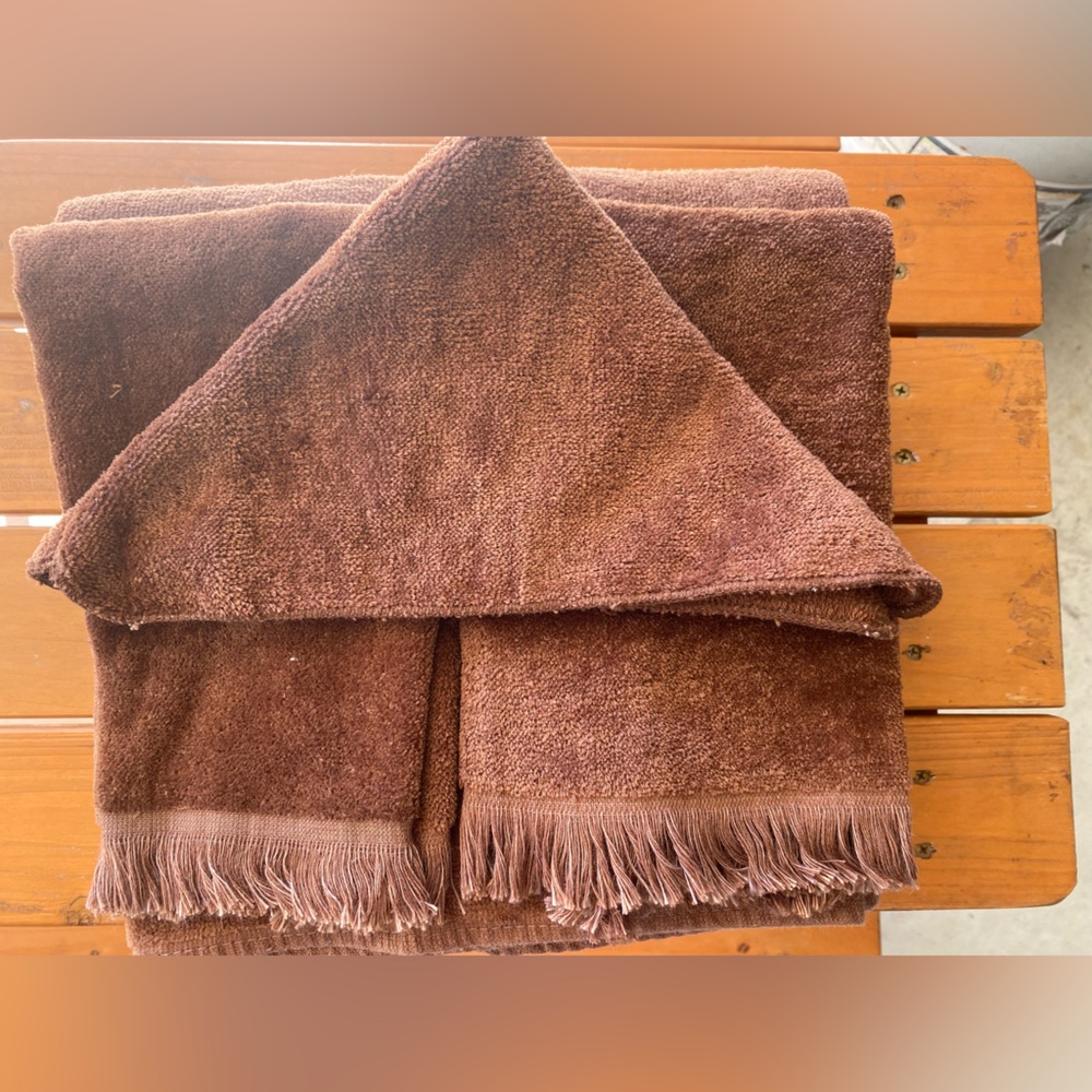 Luxurious Brown Bath Towel Set Vintage Sears 5pc Chocolate Cotton Brown Towels